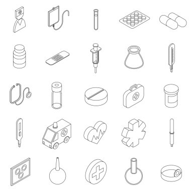 Tıp cihazları Icons set, izometrik 3d stili