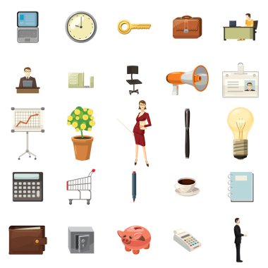 Office Icons set, karikatür tarzı