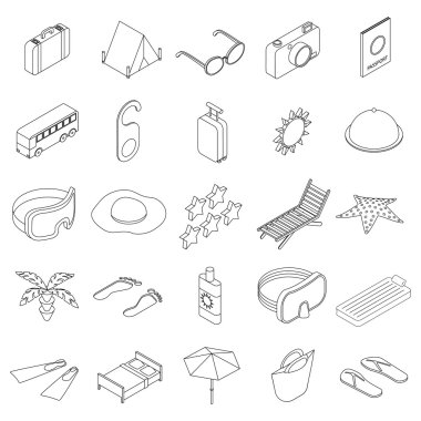 Seyahat Icons set, izometrik 3d stili