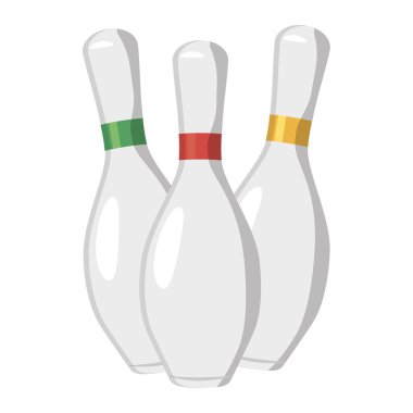 Üç bowling pin simgesi, karikatür tarzı