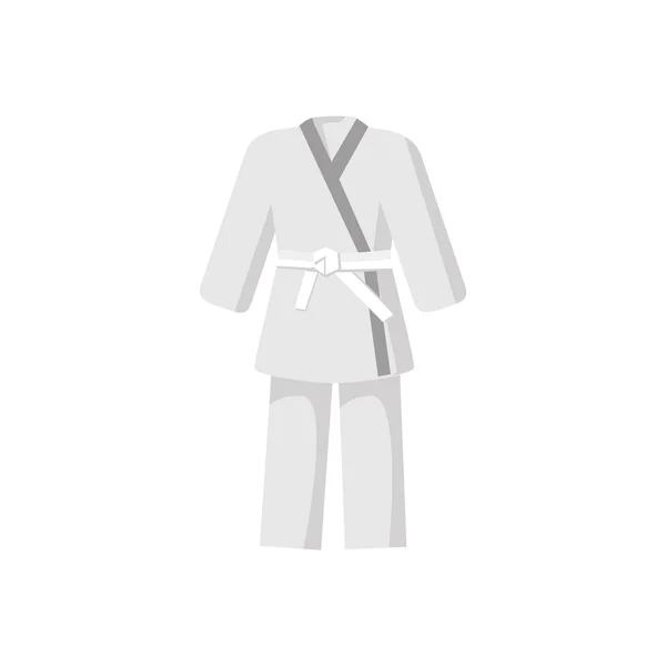 Kimonó harcművészeti fehér öv ikonnal — Stock Vector