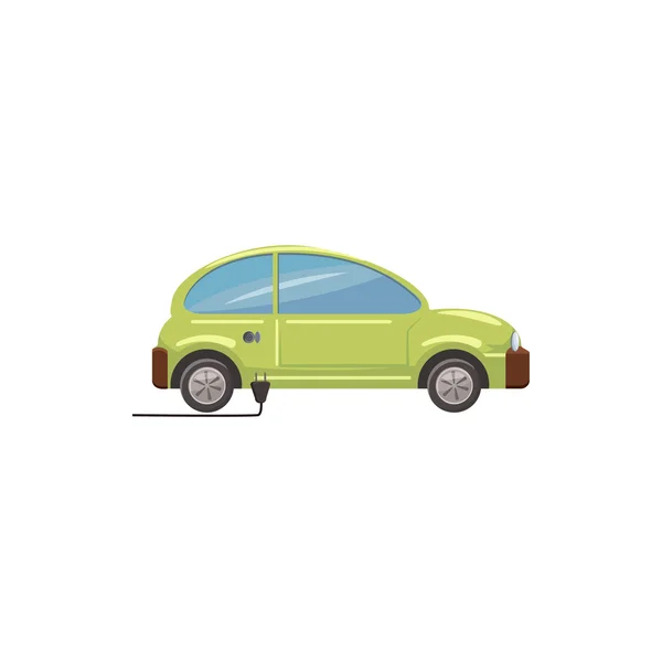 녹색 전기 자동차 아이콘, 만화 스타일 — 스톡 벡터