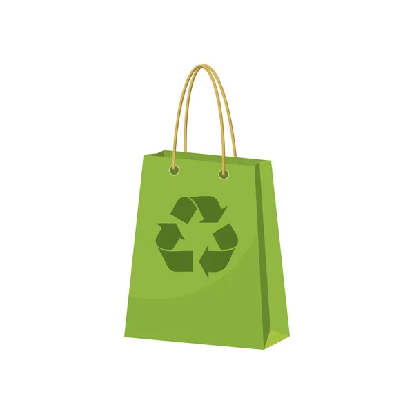 Πράσινο χαρτί shopping bag με σύμβολο ανακύκλωσης — Διανυσματικό Αρχείο
