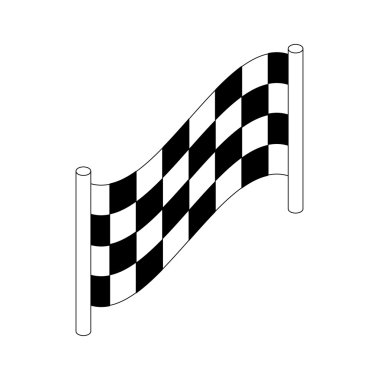 Damalı bayrak simgesi, izometrik 3d stili