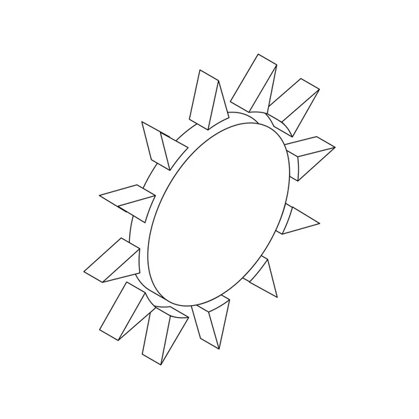 Güneş simgesi, izometrik 3d stili — Stok Vektör
