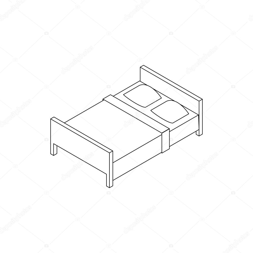 Double Bed Icon Isometric 3d Style Stock Vector C Ylivdesign