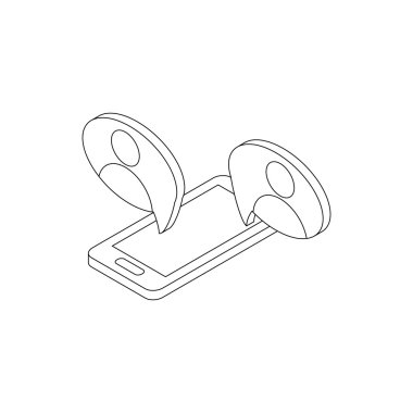 Mobil sohbet simgesi, izometrik 3d stili