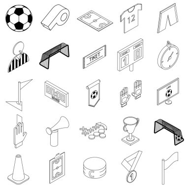 Futbol Icons set, izometrik 3d stili