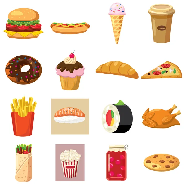 Gıda Icons set — Stok Vektör