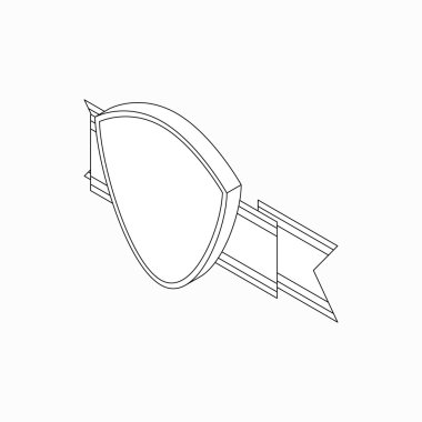 Kurdele simgesi, izometrik 3d stil kalkan