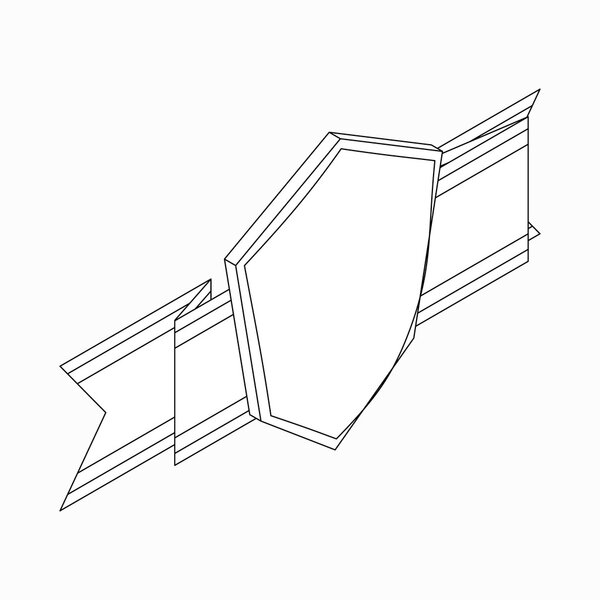 Shield with ribbon icon, isometric 3d style