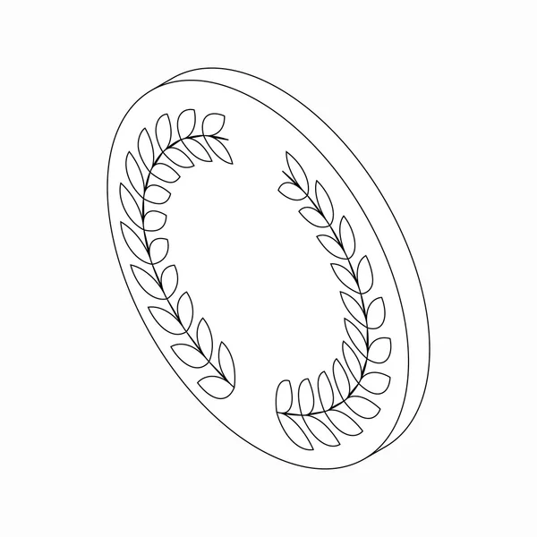 월계관 화 환 아이콘, 아이소메트릭 3d 스타일 메달 — 스톡 벡터
