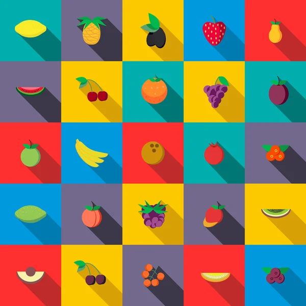 Conjunto de ícones de frutas frescas — Vetor de Stock