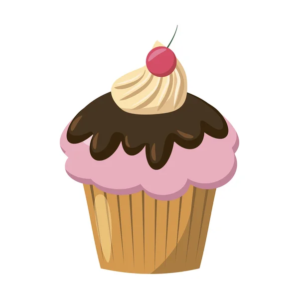 Icône de cupcake cerise, style dessin animé — Image vectorielle