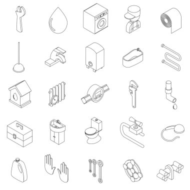 Sıhhi teknik Icons set