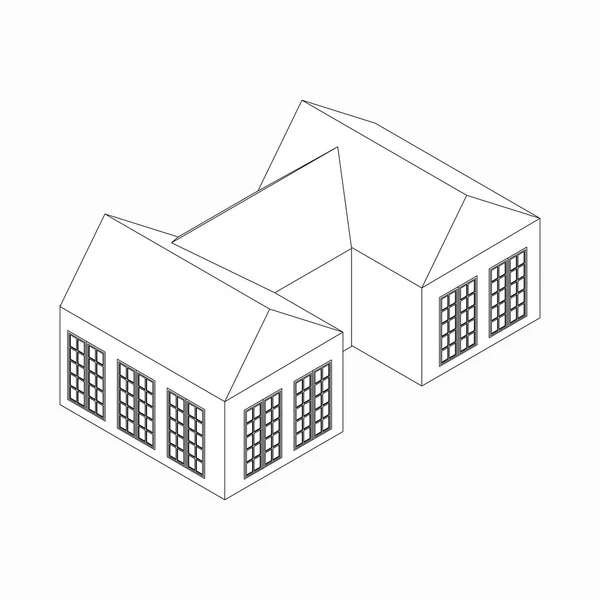 Halfvrijstaand huisje, isometrische 3D-stijl — Stockvector