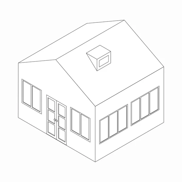戸建住宅を大きなアイコン、等角投影の 3d スタイル — ストックベクタ
