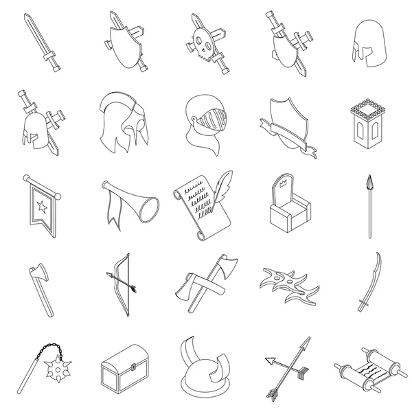 Conjunto de ícones de cavaleiros medievais, estilo 3D isométrico —  Vetores de Stock