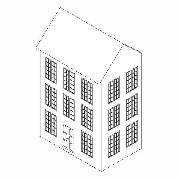 Icono de edificio de tres pisos, estilo isométrico 3d — Vector de stock