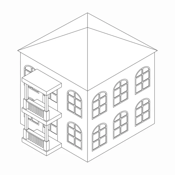 低层建筑图标，等距 3d 风格 — 图库矢量图片