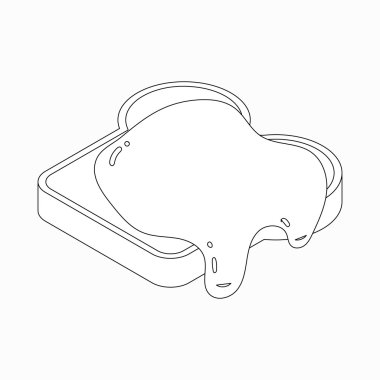 Dilim ekmek ve bal simgesi, izometrik 3d tarzı ile