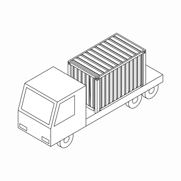 Contenitore di carico sull'icona del camion, stile isometrico 3d — Vettoriale Stock
