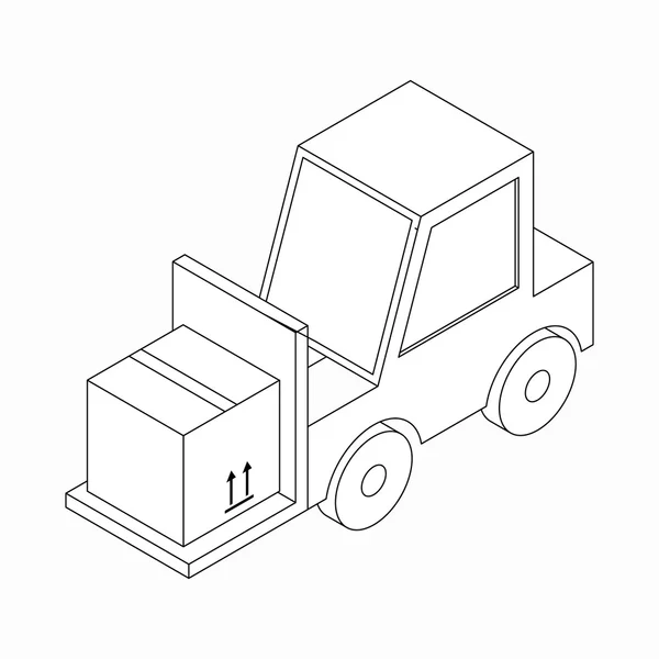 Forklift truk membawa ikon kotak, isometric 3d - Stok Vektor