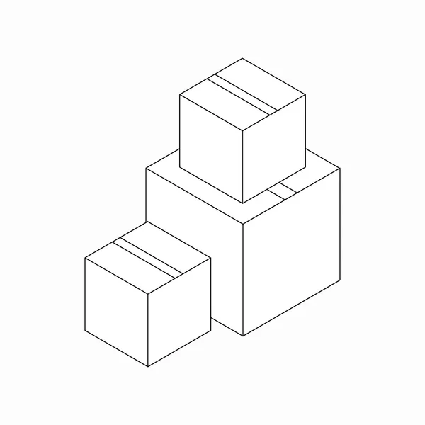 Stapel kartonnen dozen pictogram, isometrische 3D-stijl — Stockvector