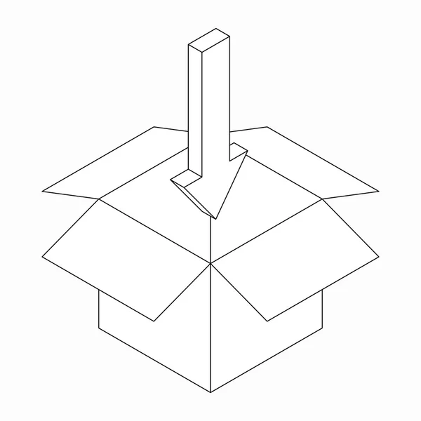 Doboz és a mutató nyíl ikonra, izometrikus 3D-s stílus — Stock Vector