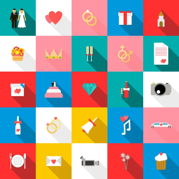 Bruiloft icons set — Stockvector