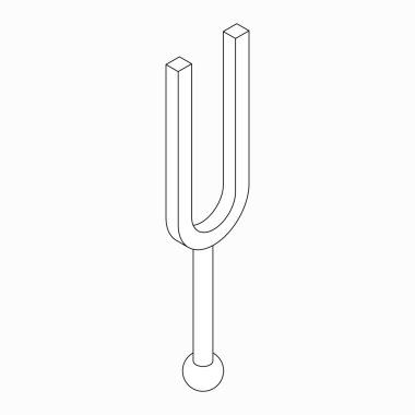 Camertone tuning fork icon, isometric 3d style clipart