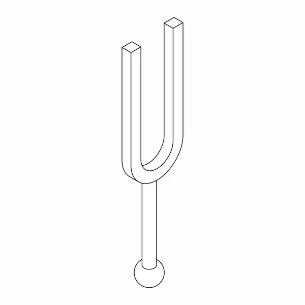 Ícone de garfo de afinação de camertone, estilo 3D isométrico — Vetor de Stock