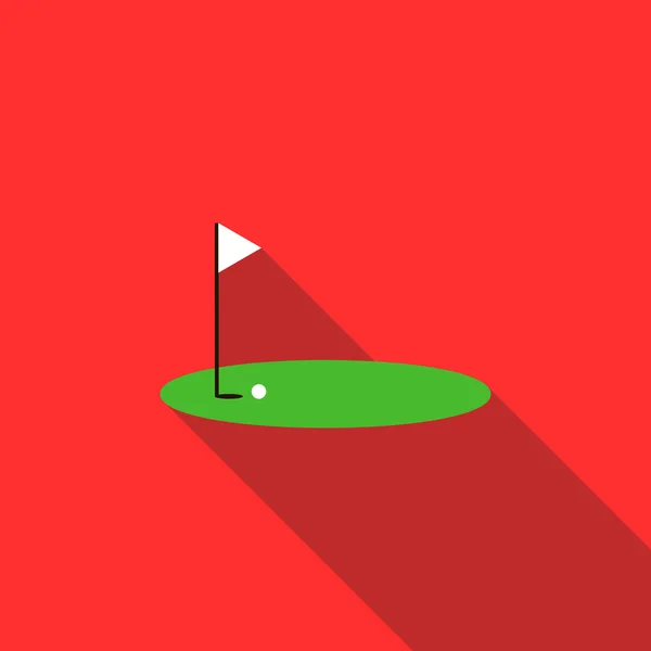 Bandera de golf roja en un icono de campo, estilo plano — Archivo Imágenes Vectoriales