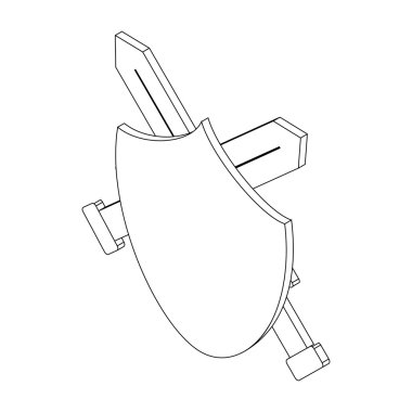 İki kılıç, izometrik 3d kalkan