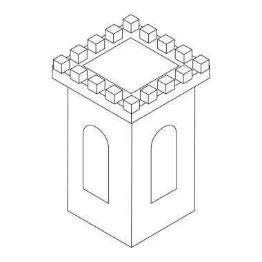 Kale kule simgesi, izometrik 3d