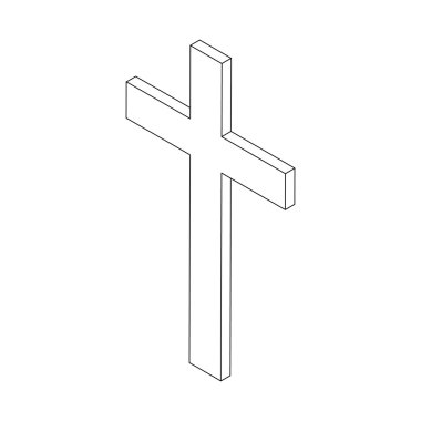 Christian Cross simgesi, izometrik 3d