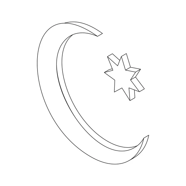 Зоряна і півмісячна ікона, ізометрична 3d — стоковий вектор