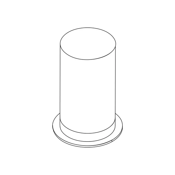 Zylinderhut-Symbol, isometrischer 3D-Stil — Stockvektor