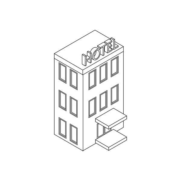 酒店建筑图标，等距 3d 风格 — 图库矢量图片