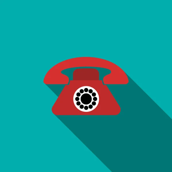 Icône de téléphone rétro rouge, style plat — Image vectorielle