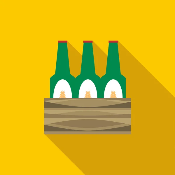 Set of beer bottles icon, flat style — Stock Vector