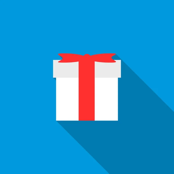 Caja de regalo con icono de arco, estilo plano — Vector de stock