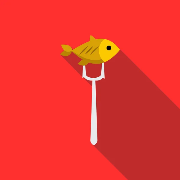 Peixe no ícone de garfo, estilo plano — Vetor de Stock