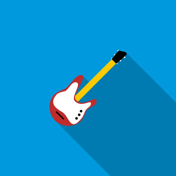 Röd elektrisk gitarr ikon, platt stil — Stock vektor