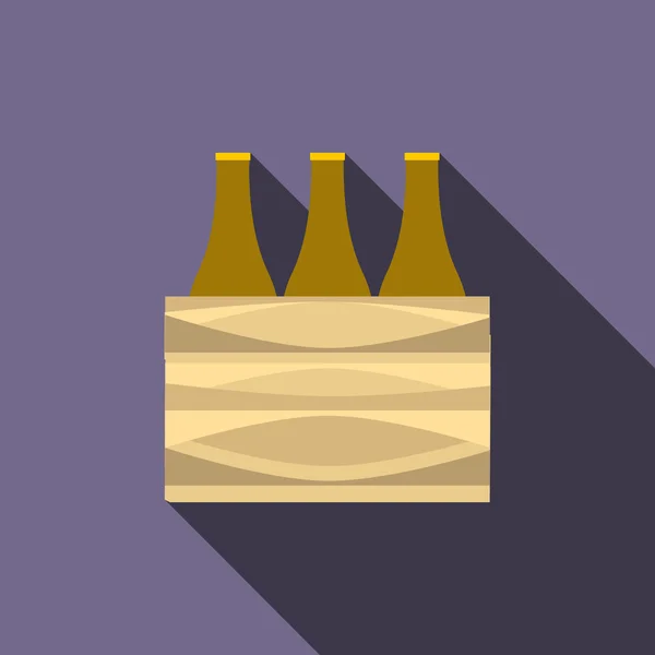 Bottiglie di birra marrone icona, stile piatto — Vettoriale Stock