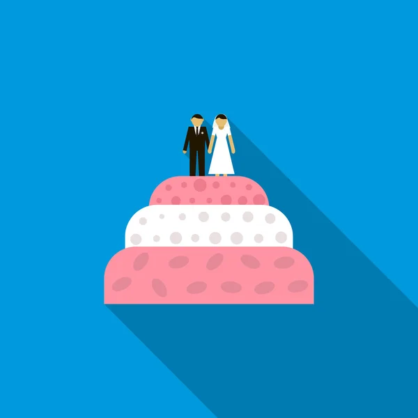Γαμήλια τούρτα εικονίδιο, επίπεδη στυλ — Διανυσματικό Αρχείο