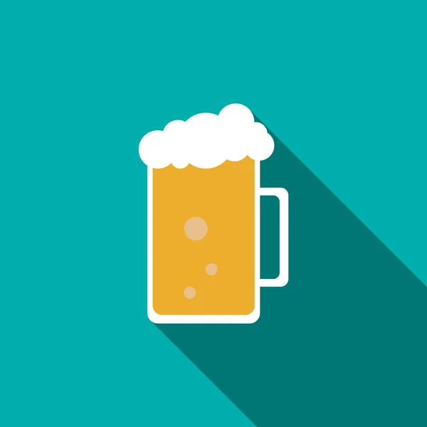 Tasse en verre de bière icône, style plat — Image vectorielle