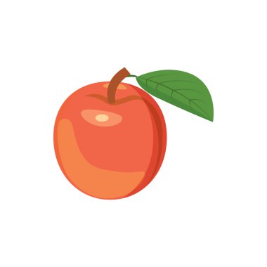 Yaprak simgesi, karikatür tarzı ile kırmızı elma