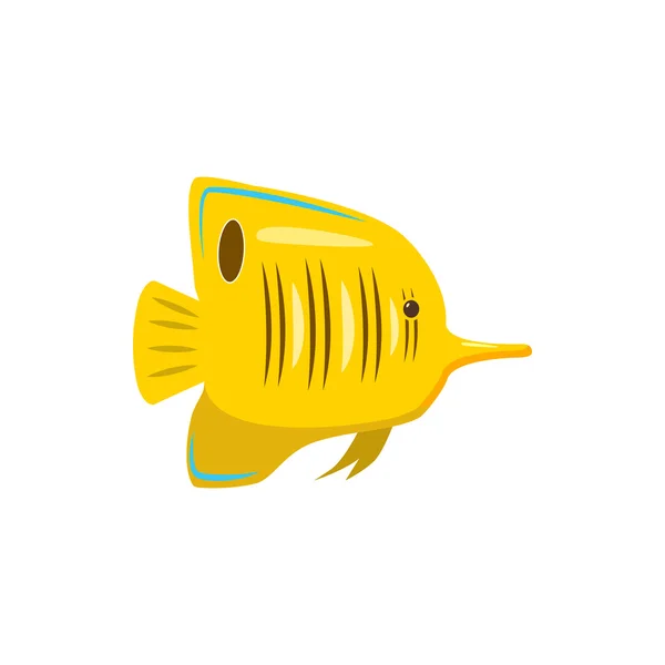 Κίτρινη εικόνα ψαριών, στυλ κινουμένων σχεδίων — Διανυσματικό Αρχείο