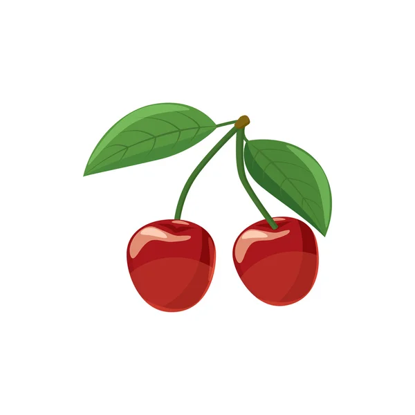 Ripe red cherry berries with icon, cartoon style — Stock Vector